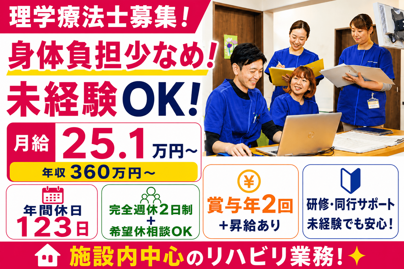 【訪問リハ】理学療法士／安定基盤×高待遇！年間休日123日で自分時間も充実のリハビリ職【移住支援金対象】